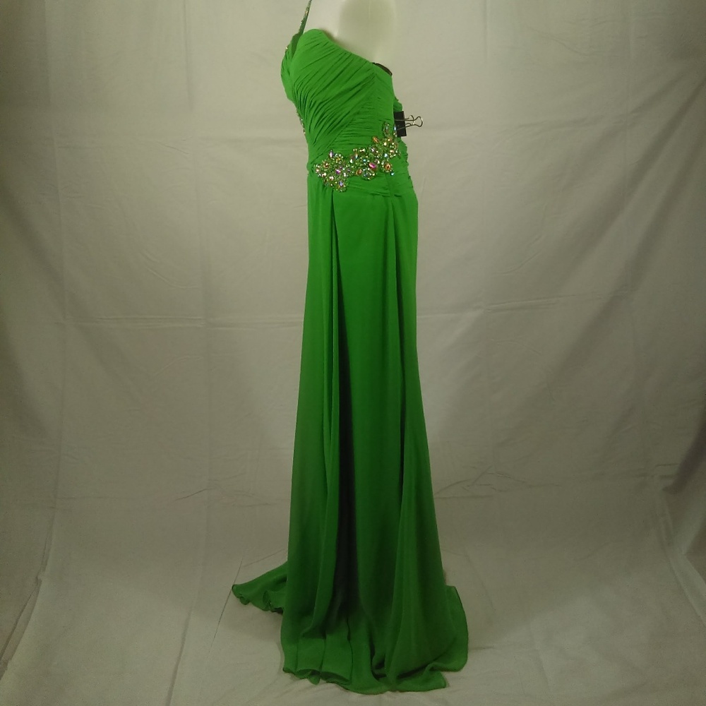 Alyce Paris Kelly Green 1 Shoulder Gown Size 4 - Picture 5 of 8